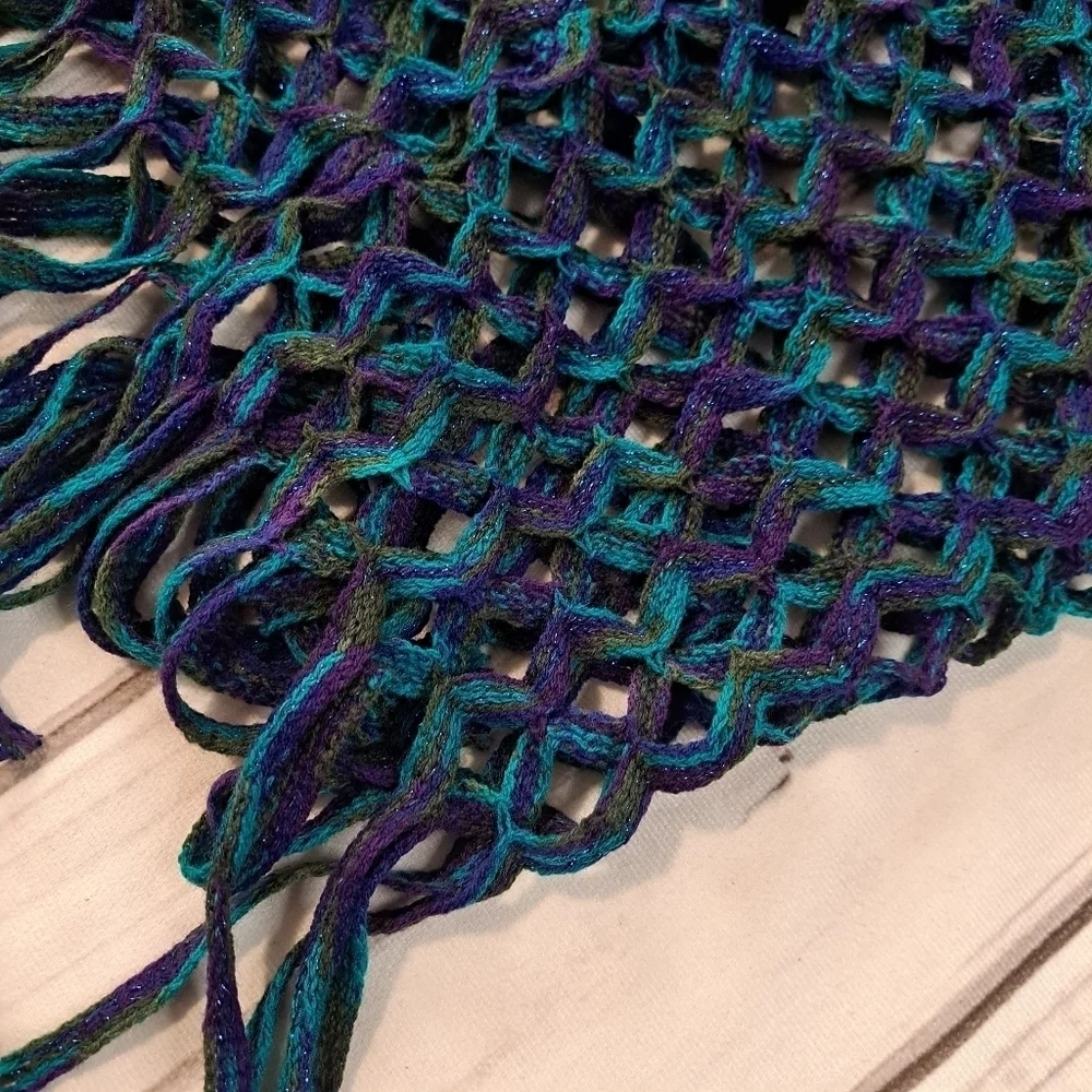 3 FOR $12 SALE Shimmering Open Lattice Look Infinity Scarf With Fringe